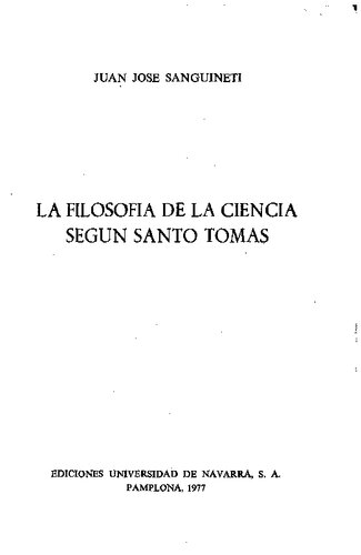 La filosofía de la ciencia según Santo Tomás