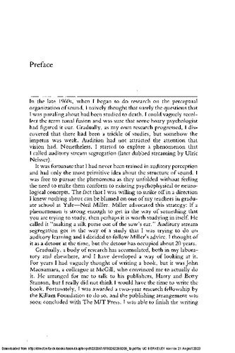 Auditory Scene Analysis: The Perceptual Organization of Sound