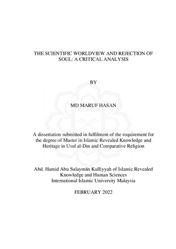 THE SCIENTIFIC WORLDVIEW AND REJECTION OF  SOUL: A CRITICAL ANALYSIS