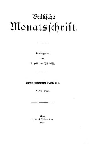 Baltische Monatsschrift