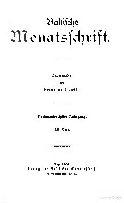 Baltische Monatsschrift