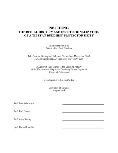 [Dissertation] Nechung: The Ritual History and Institutionalization of a Tibetan Buddhist Protector Deity