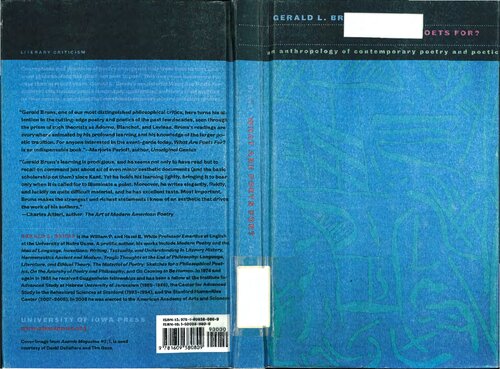 What Are Poets For?: An Anthropology of Contemporary Poetry and Poetics (Contemp North American Poetry)