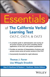 Essentials of the California Verbal Learning Test : CVLT-C, CVLT-2, and CVLT3
