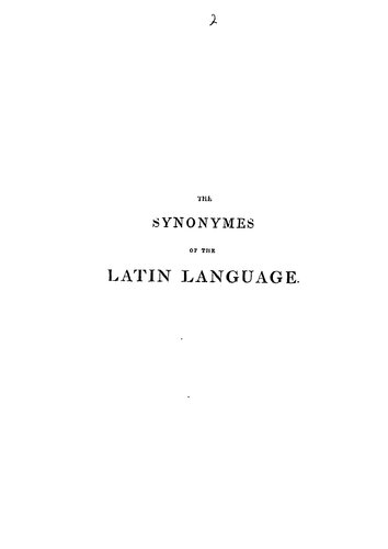 The Synonyms of the Latin Language