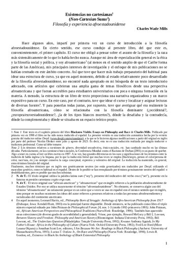 Existencias no-cartesianas (Non-cartesian sums, Blackness visible cap.1)