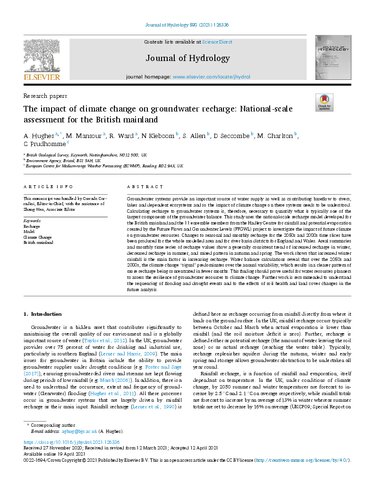 The impact of climate change on groundwater recharge: National-scale assessment for the British mainland