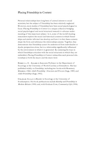 Placing Friendship in Context