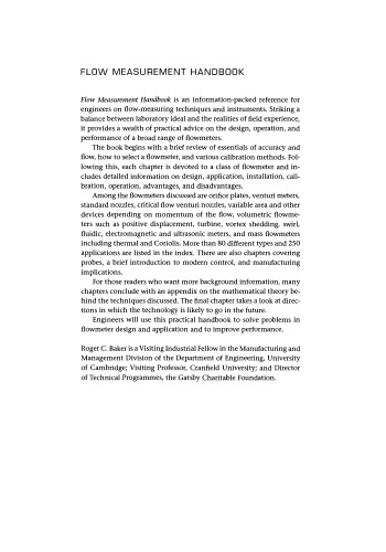 Flow Measurement Handbook: Industrial Designs, Operating Principles, Performance, and Applications