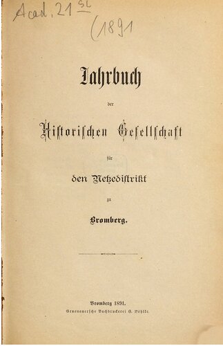 Jahrbuch der Historischen Gesellschaft für den Netzedistrikt zu Bromberg