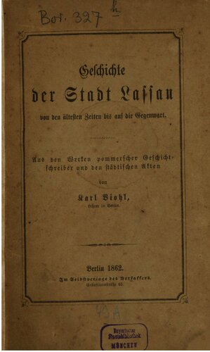 Geschichte der Stadt Lassan von den ältesten Zeiten bis auf die Gegenwart