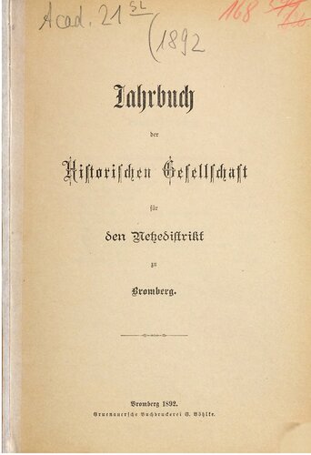 Jahrbuch der Historischen Gesellschaft für den Netzedistrikt zu Bromberg