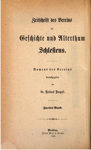 Zeitschrift des Vereins für Geschichte und Alterthum Schlesiens