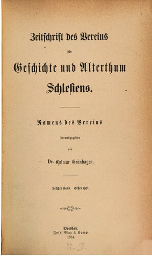 Zeitschrift des Vereins für Geschichte und Alterthum Schlesiens