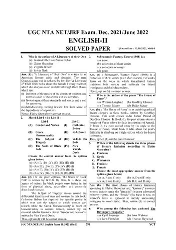 NTA UGC-NET English Dec 2021+June 2022, Dec 2022, and June 2023 Solved Papers