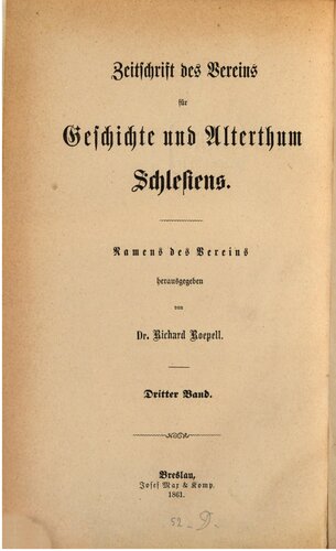 Zeitschrift des Vereins für Geschichte und Alterthum Schlesiens