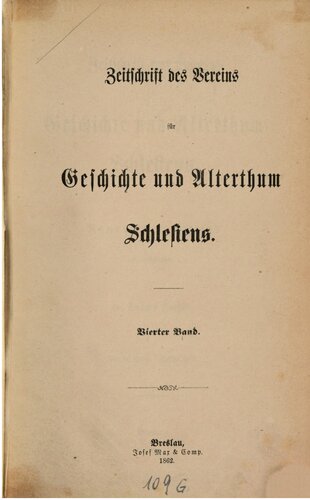 Zeitschrift des Vereins für Geschichte und Alterthum Schlesiens