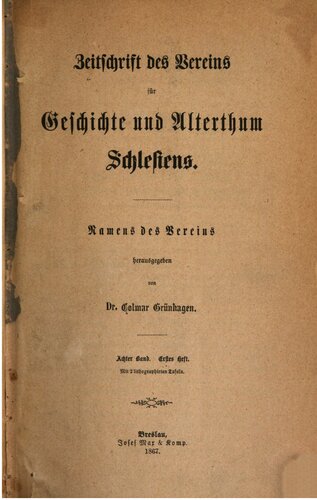 Zeitschrift des Vereins für Geschichte und Alterthum Schlesiens