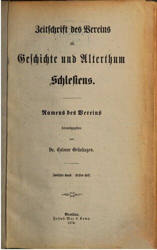 Zeitschrift des Vereins für Geschichte und Alterthum Schlesiens