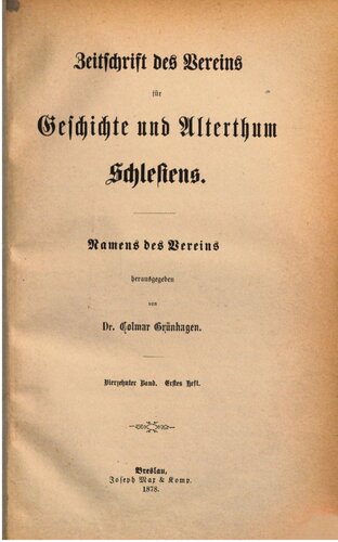 Zeitschrift des Vereins für Geschichte und Alterthum Schlesiens