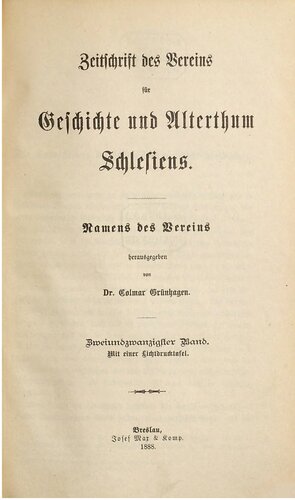 Zeitschrift des Vereins für Geschichte und Alterthum Schlesiens