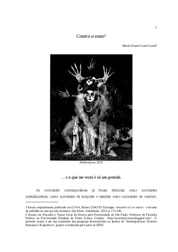 Contra o rosto. In: Bruno Cava; Giuseppe Cocco. (Org.). Amanhã vai ser maior: o levante da multidão no ano que não terminou.