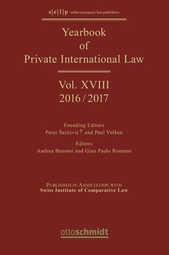 Yearbook of Private International Law: Volume XVIII Yearbook of Private International Law Vol. XVIII - 2016/2017