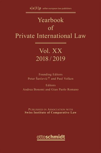 Yearbook of Private International Law: Volume XX Yearbook of Private International Law Vol. XX - 2018/2019