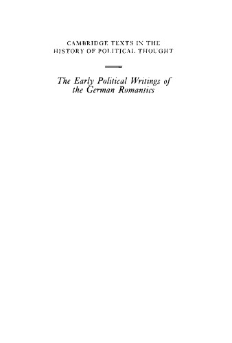 The Early Political Writings of the German Romantics