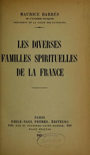 Les Diverses Familles spirituelles de la France