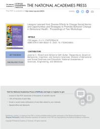 Lessons Learned from Diverse Efforts to Change Social Norms and Opportunities and Strategies to Promote Behavior Change in Behavioral Health: Proceedings of Two Workshops