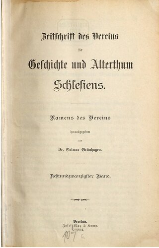 Zeitschrift des Vereins für Geschichte und Alterthum Schlesiens