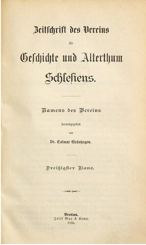 Zeitschrift des Vereins für Geschichte und Alterthum Schlesiens