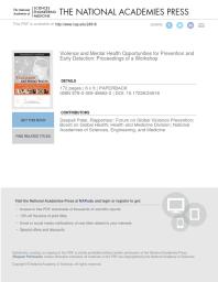 Violence and Mental Health: Opportunities for Prevention and Early Detection: Proceedings of a Workshop