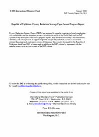 Republic of Tajikistan: Poverty Reduction Strategy Paper Second Progress Report
