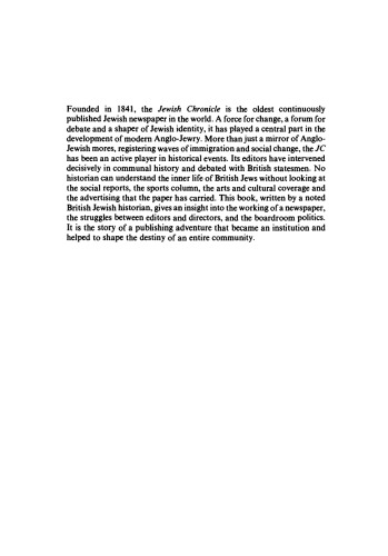 The Jewish Chronicle and Anglo-Jewry, 1841-1991