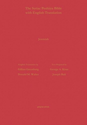 Jeremiah According to the Syriac Peshitta Version with English Translation