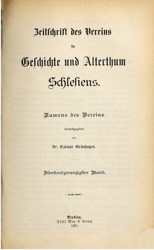 Zeitschrift des Vereins für Geschichte und Alterthum Schlesiens