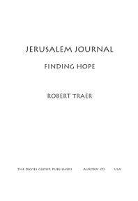 Jerusalem Journal: Finding Hope