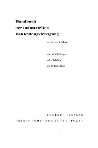 Handbuch der industriellen Bekleidungsfertigung