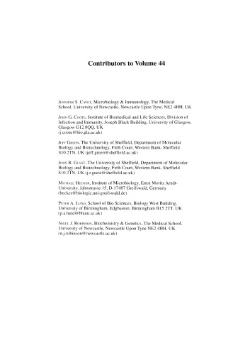 Advances in Microbial Physiology, Vol. 44