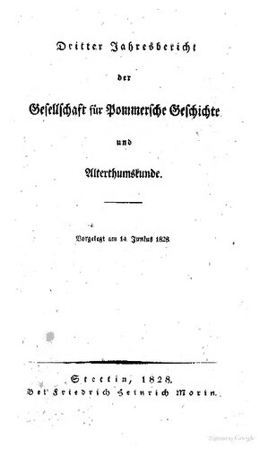 Jahresbericht der Gesellschaft für Pommersche Geschichte und Alterthumskunde