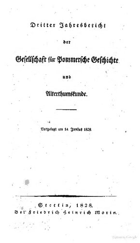 Jahresbericht der Gesellschaft für Pommersche Geschichte und Alterthumskunde
