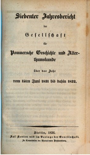Jahresbericht der Gesellschaft für Pommersche Geschichte und Alterthumskunde
