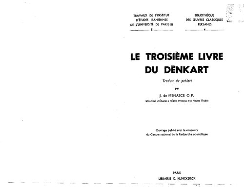 Le troisième livre du Dēnkart