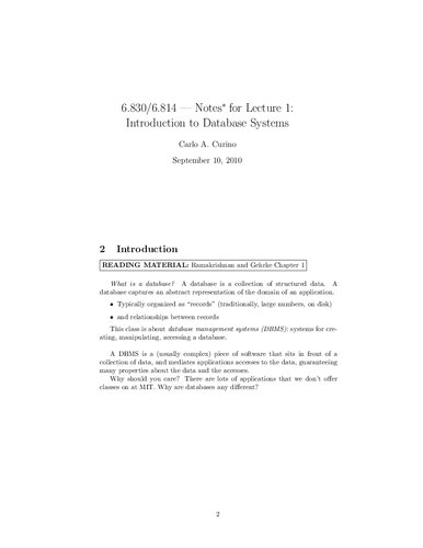 Database Systems: Lecture Notes