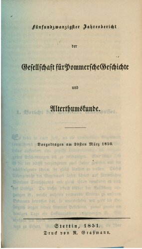 Jahresbericht der Gesellschaft für Pommersche Geschichte und Alterthumskunde