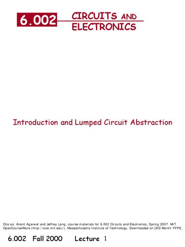 Circuits and Electronics: Lecture Notes