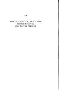 Women, Privilege, and Power: British Politics, 1750 to the Present