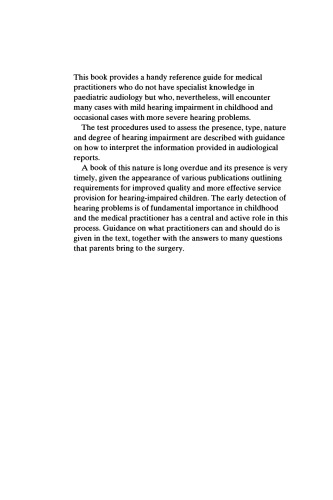 The Medical Practitioner's Guide to Paediatric Audiology